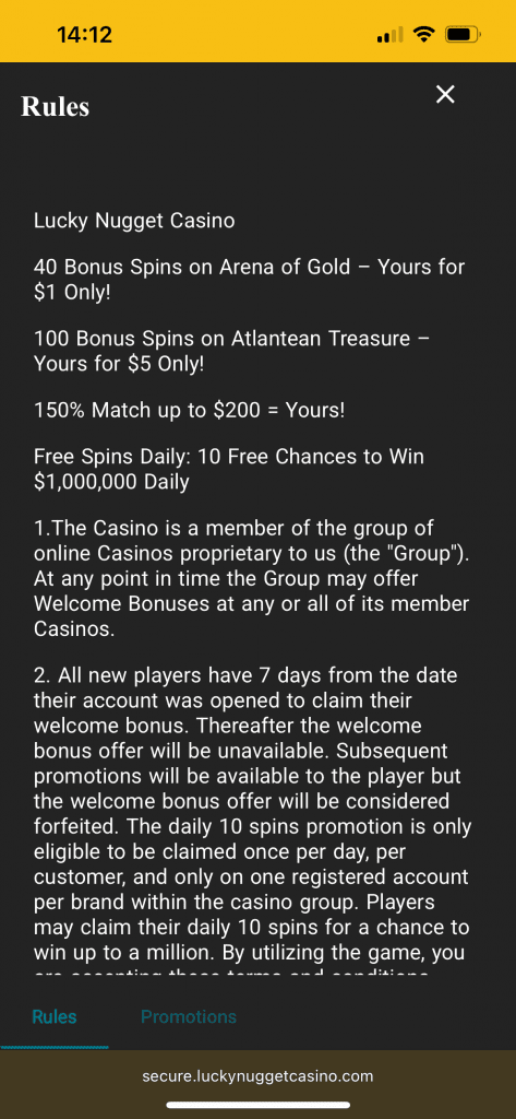 Lucky Nugget Casino Rules