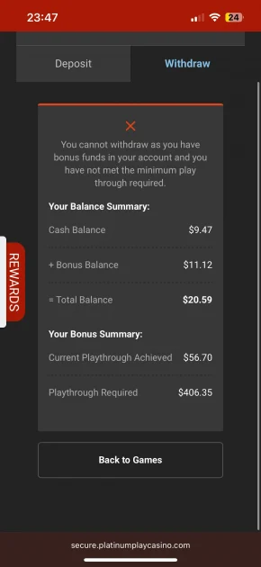 platinum play casino deposit