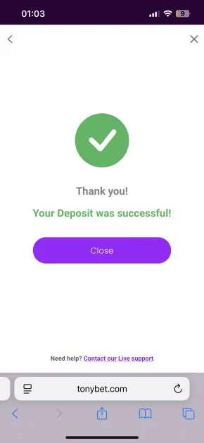 tonybet casino deposit