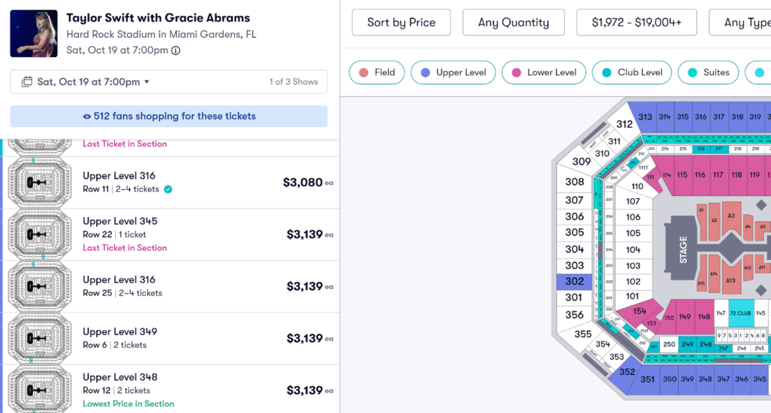 taylor swift concert tickets