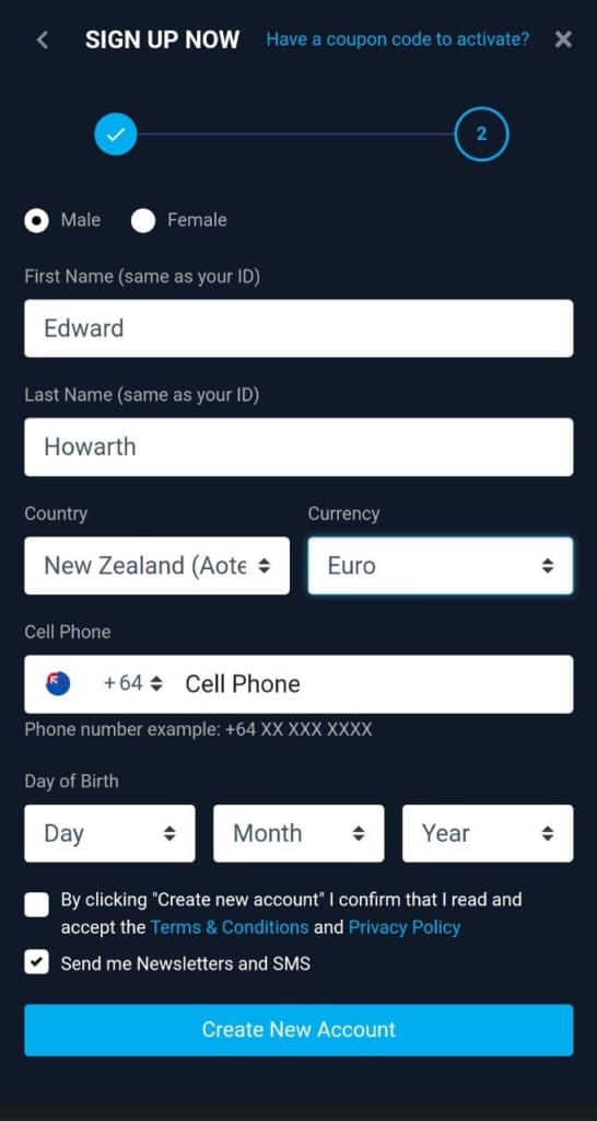 BetGlobal Casino screen