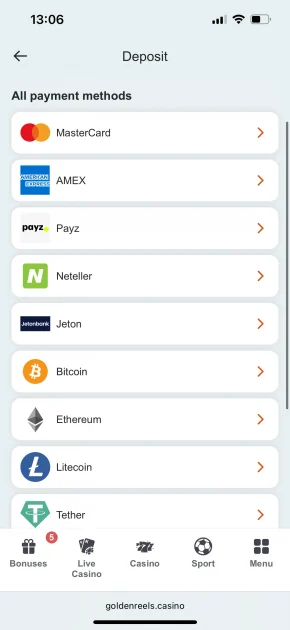 Golden Reels Casino Deposit
