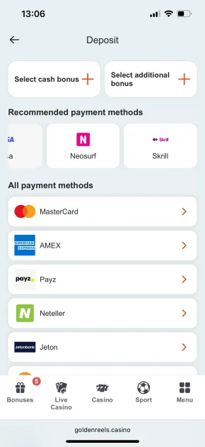 Golden Reels Casino Deposit
