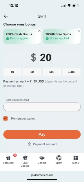 Golden Reels Casino Deposit