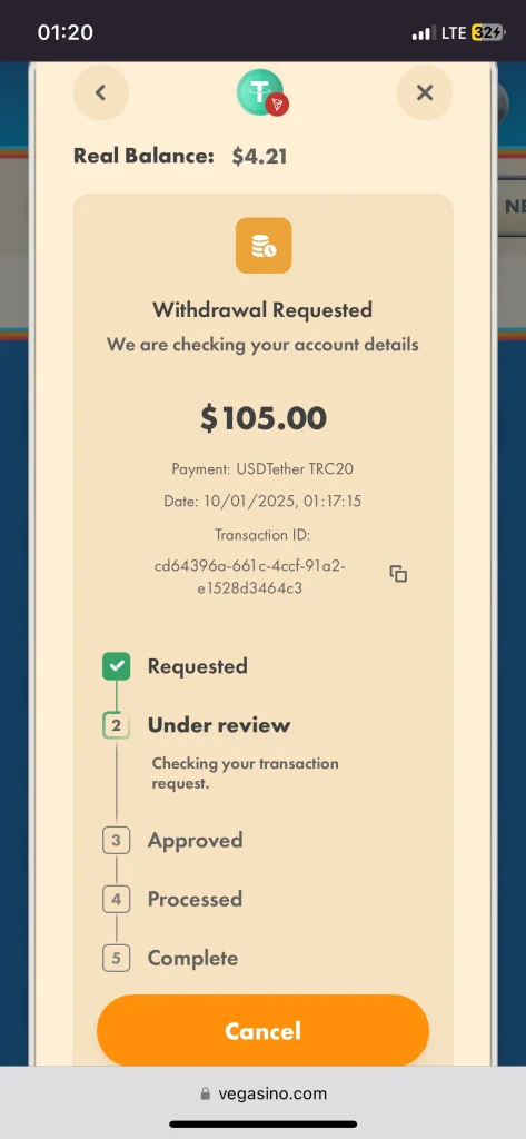 Vegasino Casino Withdrawal