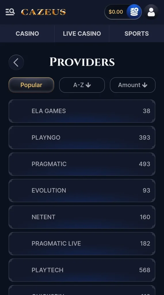 Cazeus casino Provides