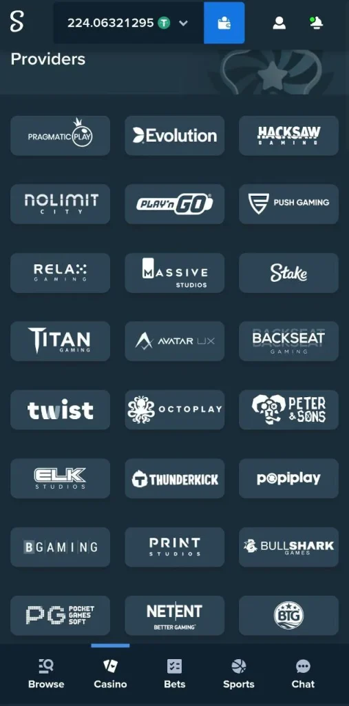 Stake Casino providers