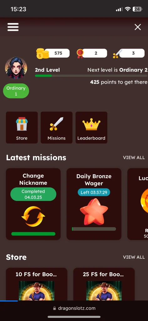 DragonSlots casino game