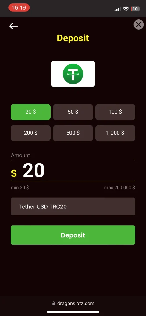 DragonSlots casino deposit