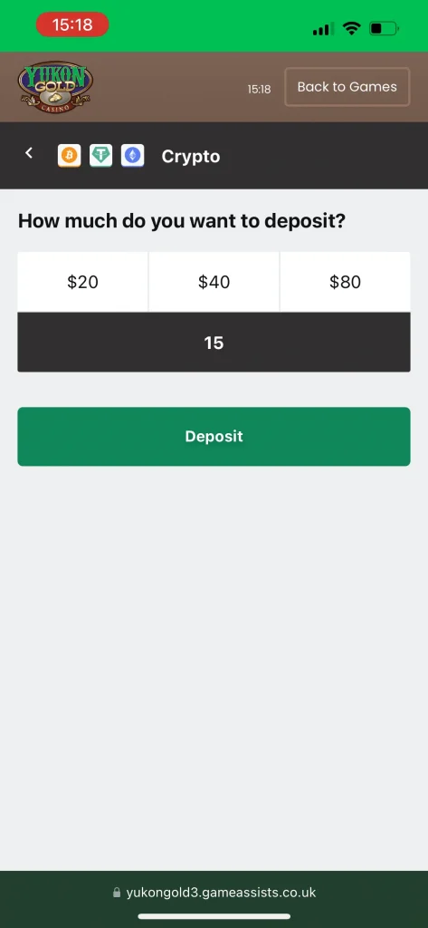 Yukon Gold Casino deposit