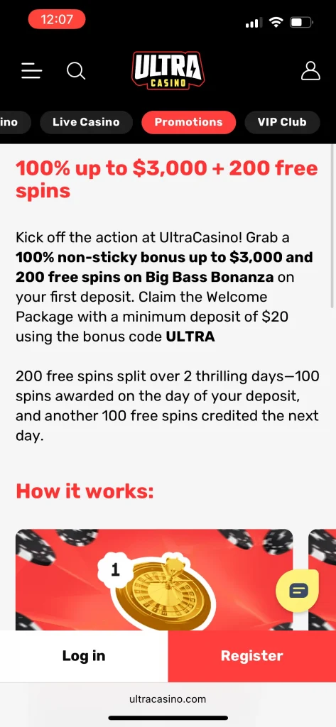UltraCasino bonus