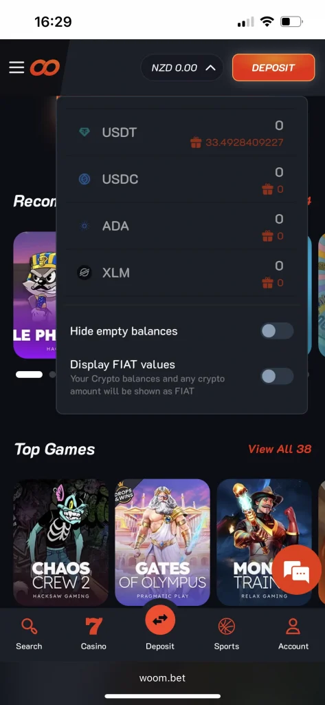 Woom Bet Casino Deposit