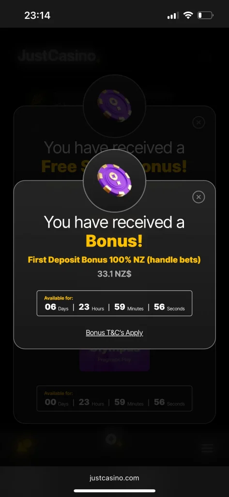 Just Casino Bonus