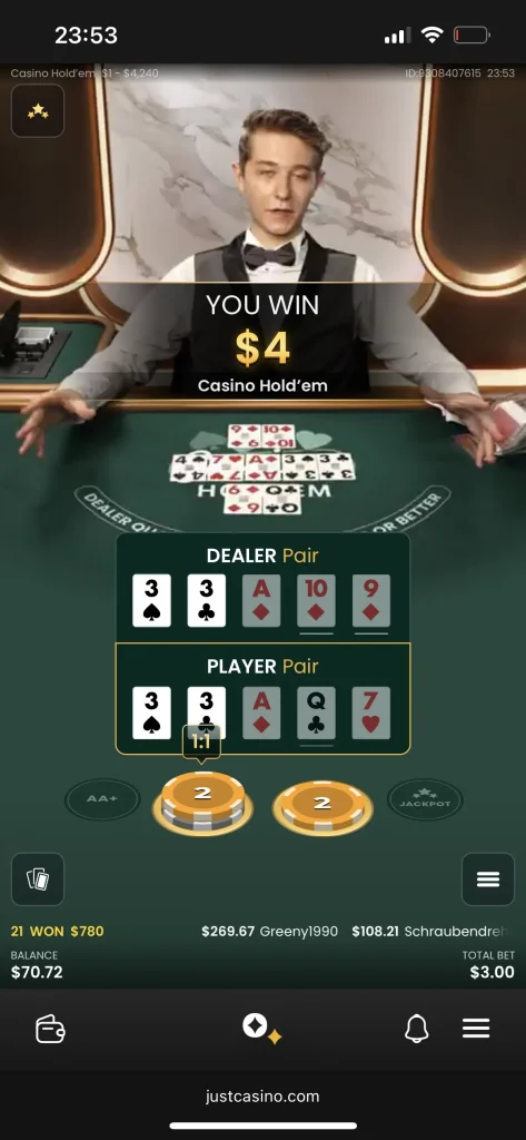 Just Casino Live Game