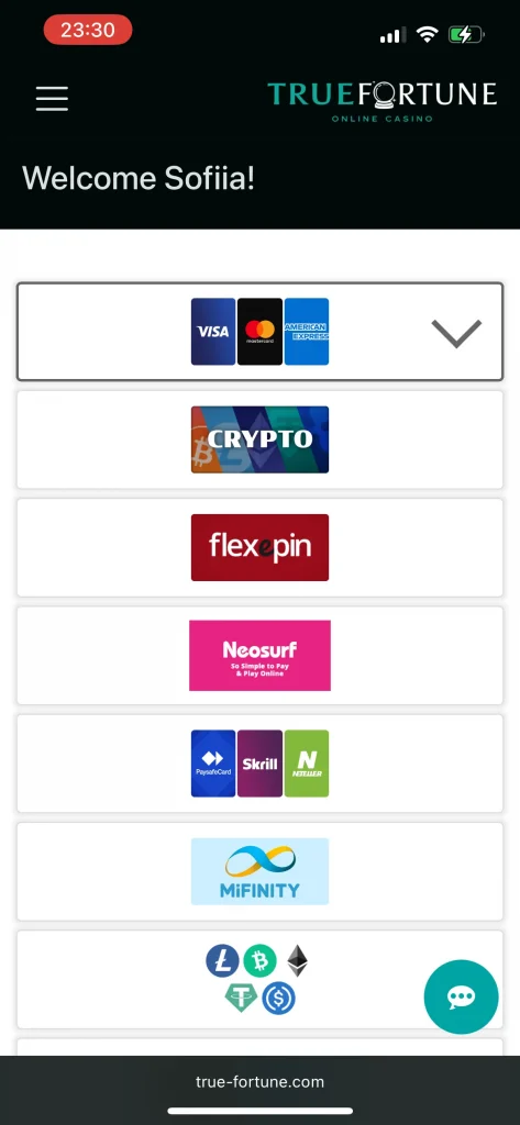 True Fortune Casino Deposit