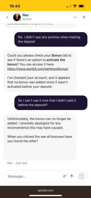 SpinBit Casino Support