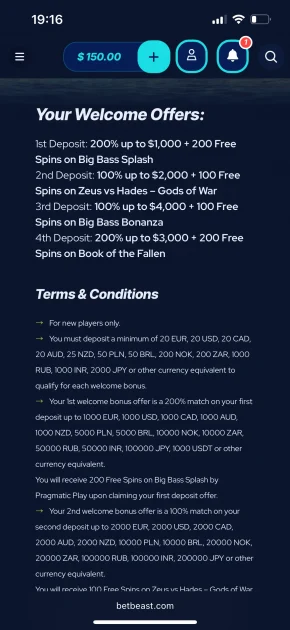 BetBeast Casino bonus